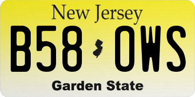 NJ license plate B58OWS