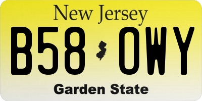NJ license plate B58OWY