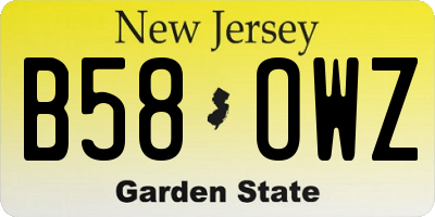 NJ license plate B58OWZ