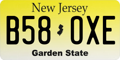 NJ license plate B58OXE