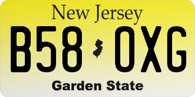 NJ license plate B58OXG