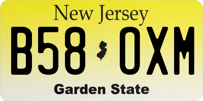 NJ license plate B58OXM