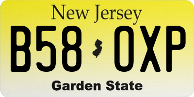 NJ license plate B58OXP
