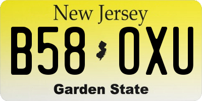 NJ license plate B58OXU