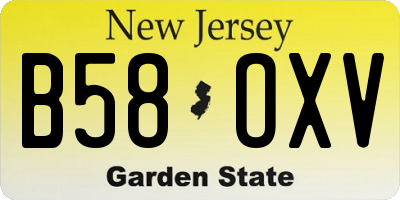 NJ license plate B58OXV