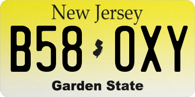 NJ license plate B58OXY