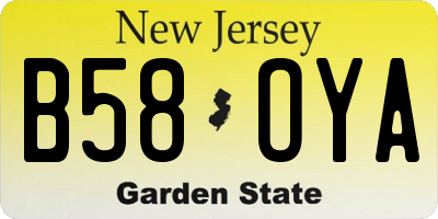 NJ license plate B58OYA