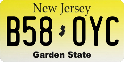 NJ license plate B58OYC