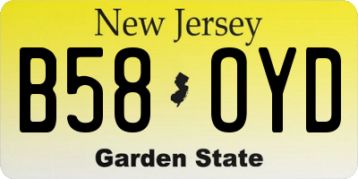 NJ license plate B58OYD