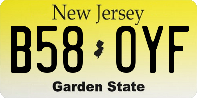NJ license plate B58OYF