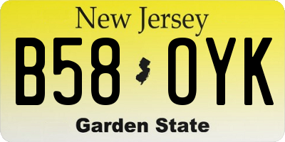 NJ license plate B58OYK