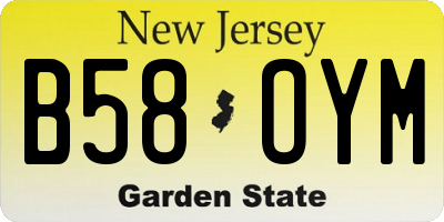 NJ license plate B58OYM