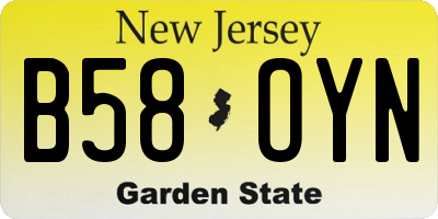 NJ license plate B58OYN