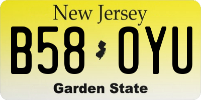 NJ license plate B58OYU
