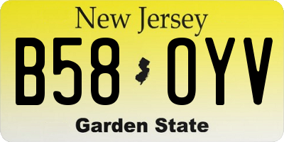 NJ license plate B58OYV