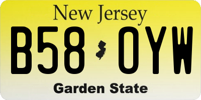 NJ license plate B58OYW