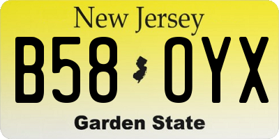 NJ license plate B58OYX