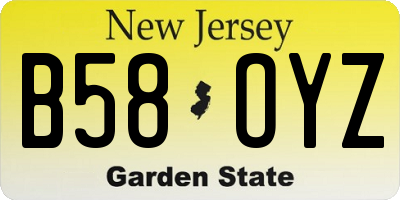 NJ license plate B58OYZ
