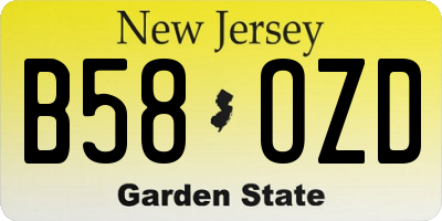 NJ license plate B58OZD