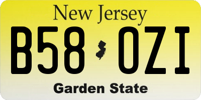 NJ license plate B58OZI