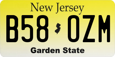 NJ license plate B58OZM