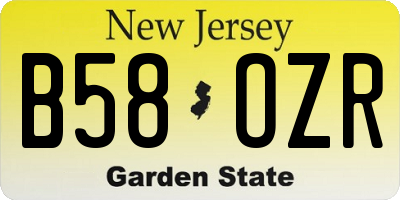 NJ license plate B58OZR