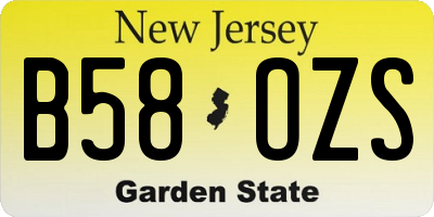NJ license plate B58OZS