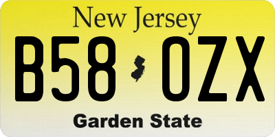 NJ license plate B58OZX