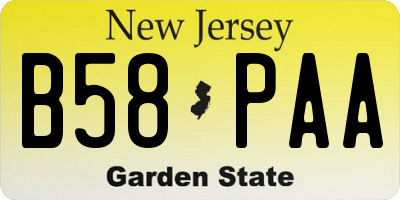 NJ license plate B58PAA