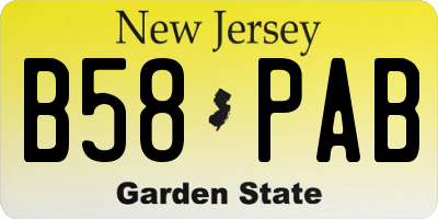 NJ license plate B58PAB