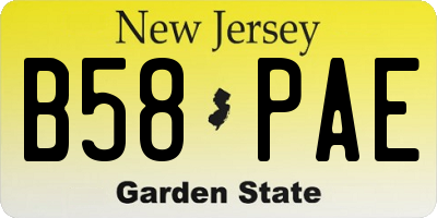 NJ license plate B58PAE