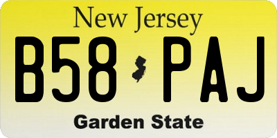 NJ license plate B58PAJ