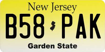 NJ license plate B58PAK