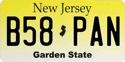 NJ license plate B58PAN