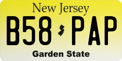 NJ license plate B58PAP