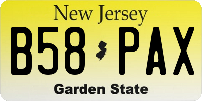 NJ license plate B58PAX