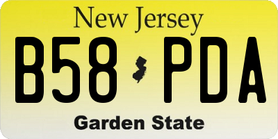 NJ license plate B58PDA