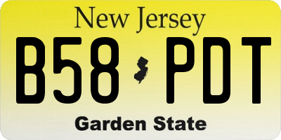 NJ license plate B58PDT