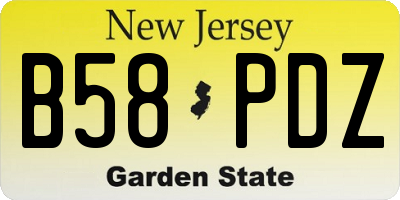 NJ license plate B58PDZ