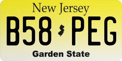NJ license plate B58PEG