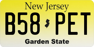 NJ license plate B58PET