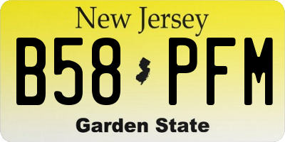 NJ license plate B58PFM