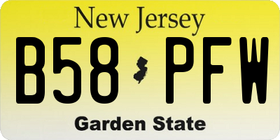 NJ license plate B58PFW