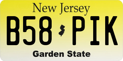 NJ license plate B58PIK