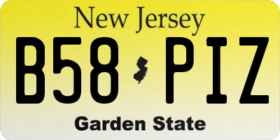 NJ license plate B58PIZ
