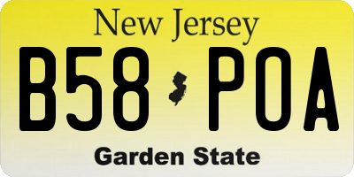 NJ license plate B58POA