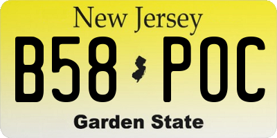 NJ license plate B58POC