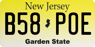 NJ license plate B58POE