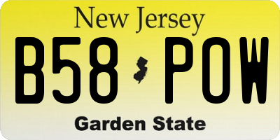 NJ license plate B58POW