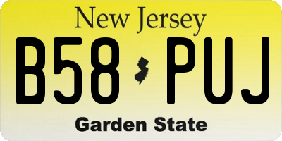 NJ license plate B58PUJ
